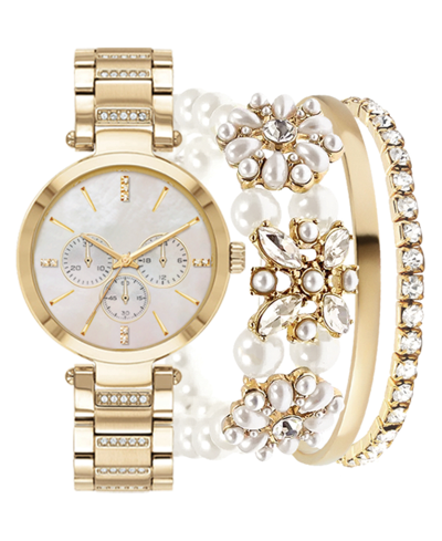Jessica Carlyle Women's Gold-tone Metal Alloy Bracelet Watch 34mm Gift Set