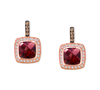 LE VIAN RASPBERRY RHODOLITE (3-3/8 CT. T.W.) & DIAMOND (1/3 CT. T.W.) HALO DROP EARRINGS IN 14K ROSE GOLD