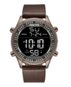 KENNETH COLE REACTION MEN'S DIGITAL BROWN SYNTHETIC LEATHER STRAP WATCH, 47MM