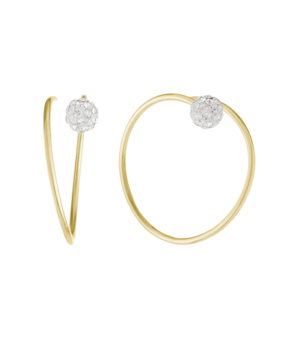 Giani Bernini Crystal (0.46 Ct.t.w) Pull Through Hoop Earrings In Gold Over Silver