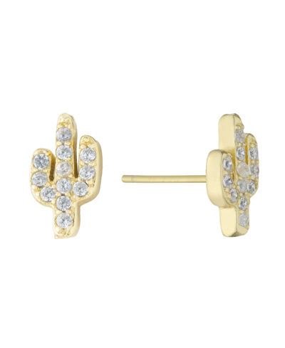 Giani Bernini Cubic Zirconia (0.24 Ct.t.w) Cactus Stud Earrings In 18k Gold Plated Over Sterling Silver In Gold Over Sterling Silver