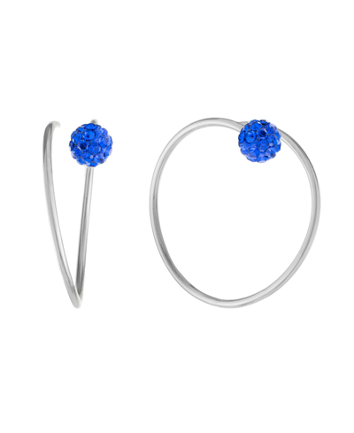 Giani Bernini Crystal (0.46 Ct.t.w) Pull Through Hoop Earrings In Blue