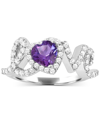 Macy's Amethyst (5/8 Ct. T.w.) & White Topaz (1-1/2 Ct. T.w.) Love Ring In Sterling Silver In Amethyst