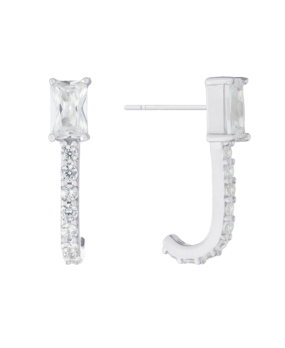 Giani Bernini Cubic Zirconia (1.44 Ct.t.w.) Clear Baguette Half Hoop Post Earrings In Sterling Silver