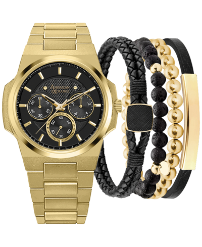 American Exchange Men's Gold-tone Metal Alloy Bracelet Watch 52mm Gift Set