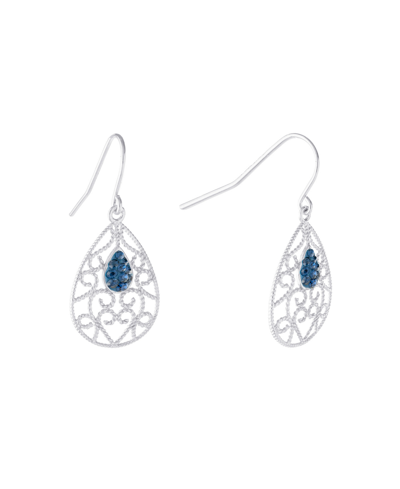 Giani Bernini Dark Blue Crystal (0.16 Ct.t.w) Filigree Tear Drop Earrings In Sterling Silver