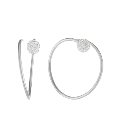 Giani Bernini Crystal (0.46 Ct.t.w) Pull Through Hoop Earrings In Sterling Silver
