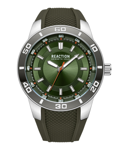Kenneth Cole Reaction Men's Sporty Three Hand Green Silicon Strap Watch, 49mm