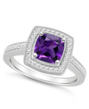 Macy's Amethyst (1-1/2 Ct. T.w.) And Diamond (1/4 Ct. T.w.) Halo Ring In Sterling Silver In Amethyst