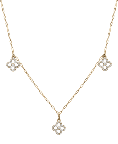 Wrapped Diamond & Enamel Quatrefoil Dangle 18" Collar Necklace (1/4 Ct. T.w.) In 10k Gold, Created For Macy' In K Yellow Gold
