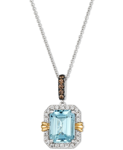 Le Vian Sea Blue Aquamarine (2 Ct. T.w.) & Diamond (1/4 Ct. T.w.) 20" Adjustable Pendant Necklace In 14k Two In No Color