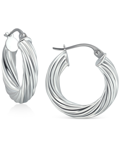 Giani Bernini Wide Twist Small Hoop Earrings, 20mm, Created For Macy's In Sterling Silver