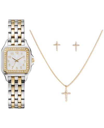Jessica Carlyle Women's Two-tone Metal Alloy Bracelet Watch 26mm Gift Set In Two Tone