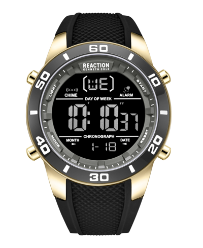 Kenneth Cole Reaction Men's Digital Black Silicon Strap Watch, 49mm