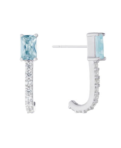 Giani Bernini Cubic Zirconia (1.44 Ct.t.w.) Clear Baguette Half Hoop Post Earrings In Blue