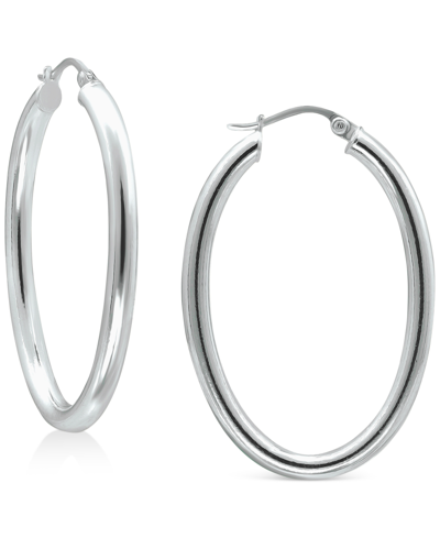 Giani Bernini Polished Oval Medium Hoop Earrings, 25mm, Created For Macy's In Sterling Silver