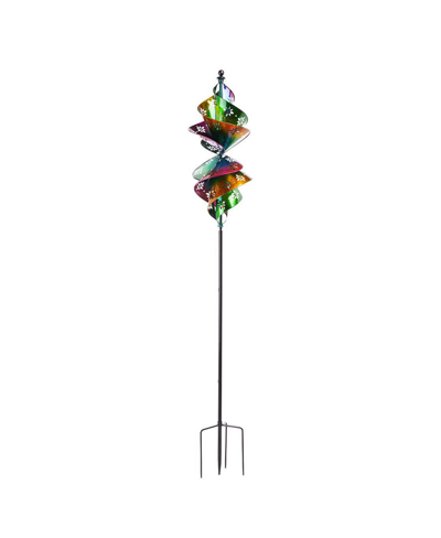 Evergreen Colorful Vertical Spiral Metal Wind Spinner In Multicolored
