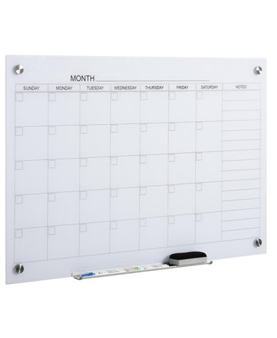 Vinsetto Wall Mounted Glass Organizational Calendar W/markers & Dry Eraser In White