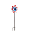 EVERGREEN 75"H SOLAR WIND SPINNER WITH RUNNING LIGHTS, PATRIOTIC EXPRESSIONS