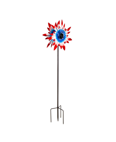 Evergreen 75"h Solar Wind Spinner With Running Lights, Patriotic Expressions In Multicolored