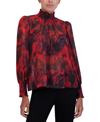 Bcbgmaxazria Printed Mock Neck Top In Wine Combo
