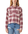 Lucky Brand Raw Edge Plaid Button-up Shirt In Pink Plaid