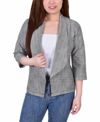 Shop Ny Collection Women's 3/4 Sleeve Ponte Jacket In Black Jacplaid