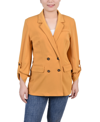 Shop Ny Collection Women's Long Sleeve Double Breasted Crepe Jacket In Tinsel