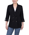 Ny Collection Women's Long Sleeve Double Breasted Crepe Jacket In Black