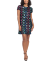 London Times Plus Size Short-sleeve A-line Sequin Dress In Black