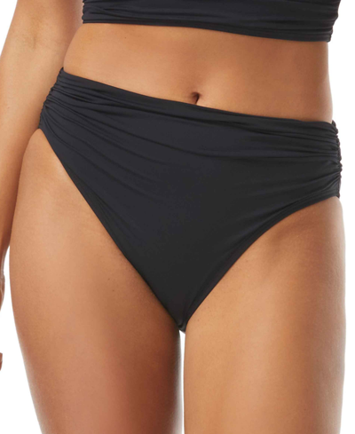 Carmen Marc Valvo Ruched Bikini Bottoms In Black