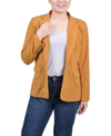 Ny Collection Petite Cropped Long Sleeve Crepe Jacket In Tinsel