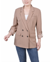 Shop Ny Collection Women's Long Sleeve Double Breasted Crepe Jacket In Stucco