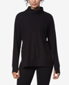 Marc New York Andrew Marc Sport Women's Long Sleeve Brushed Rib Pull Over Top In Black