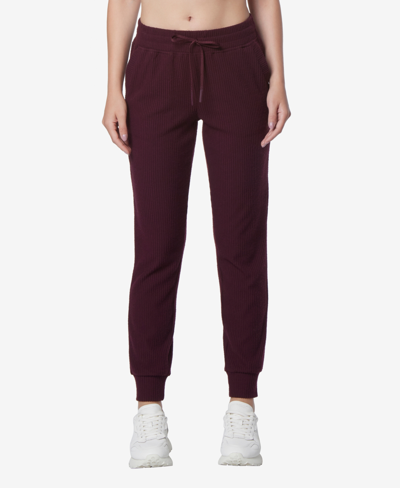 Marc New York Andrew Marc Sport Women's Brushed Rib Full Length Joggers With Pockets In Burgundy