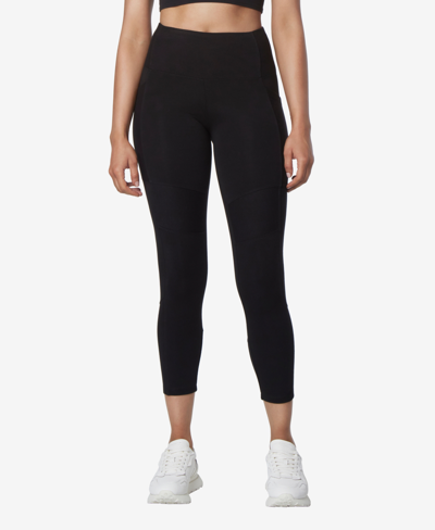 Marc New York Andrew Marc Sport Women's High Rise 7/8 Leggings With Ruching Pants In Black