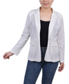 Ny Collection Petite Long Sleeve Scuba Crepe Jacket In Ivory