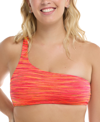 Body Glove Malia Womens Textured One-shoulder Bikini Swim Top In Pink Multi