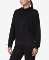Marc New York Andrew Marc Sport Women's Sueded Pique Cowl Neck Top With Drawstring Waistband In Black