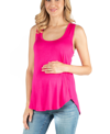 24seven Comfort Apparel Scoop Neck Sleeveless Maternity Tank Top In Pink