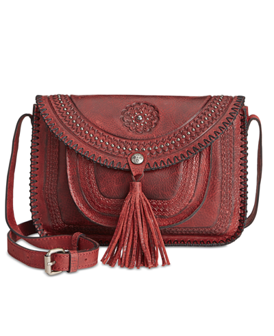 Patricia Nash Beaumont Leather Crossbody In Berry Red
