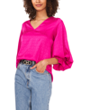 Vince Camuto Geo Print Jacquard Bubble Sleeve Blouse In Wild Petunia