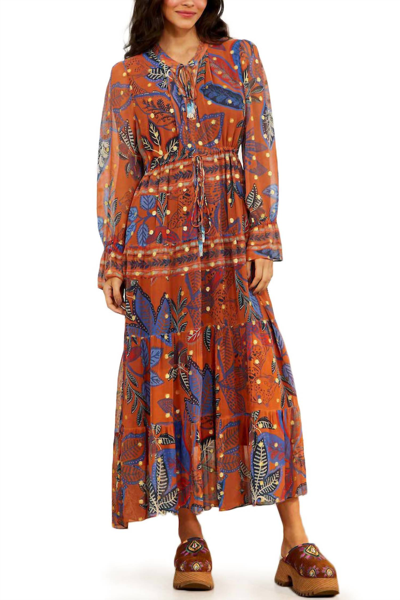 Farm Rio Wild Jungle Midi Dress In Copper In Multi | ModeSens