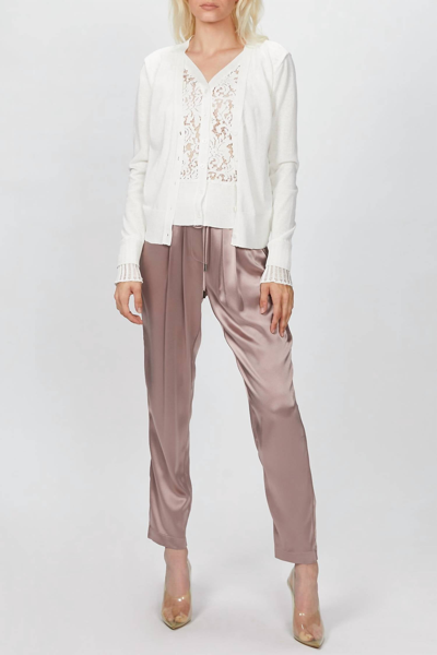 Goen J Corded Lace-paneled V-neck Cardigan In White