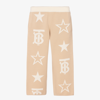 BURBERRY GIRLS BEIGE MONOGRAM KNITTED TROUSERS