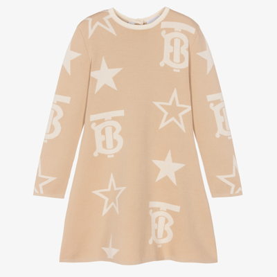 Burberry Kids' Girls Beige Monogram Knitted Dress