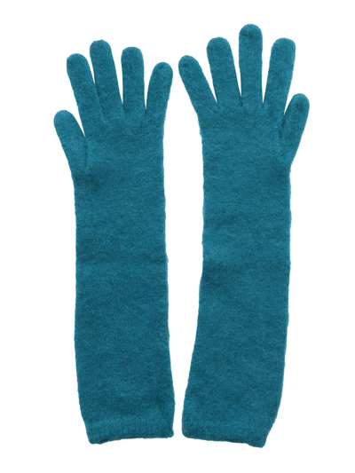 Kangra Cashmere Long Gloves In Blu
