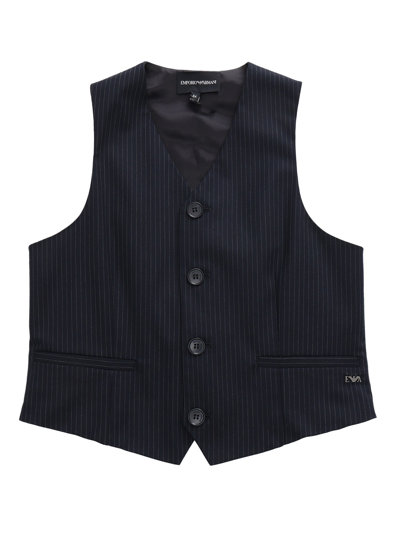 Emporio Armani Pinstripe Vest In Blu