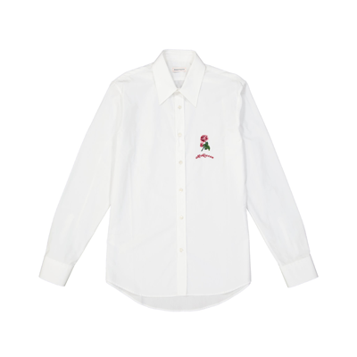Alexander Mcqueen Flower Detail Cotton Shirt In White