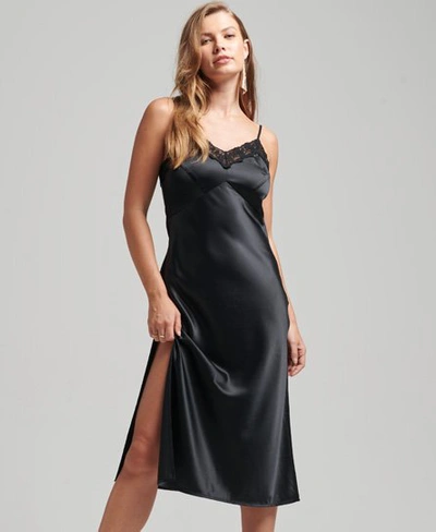 Superdry Women's Lace Satin Midi Dress Black